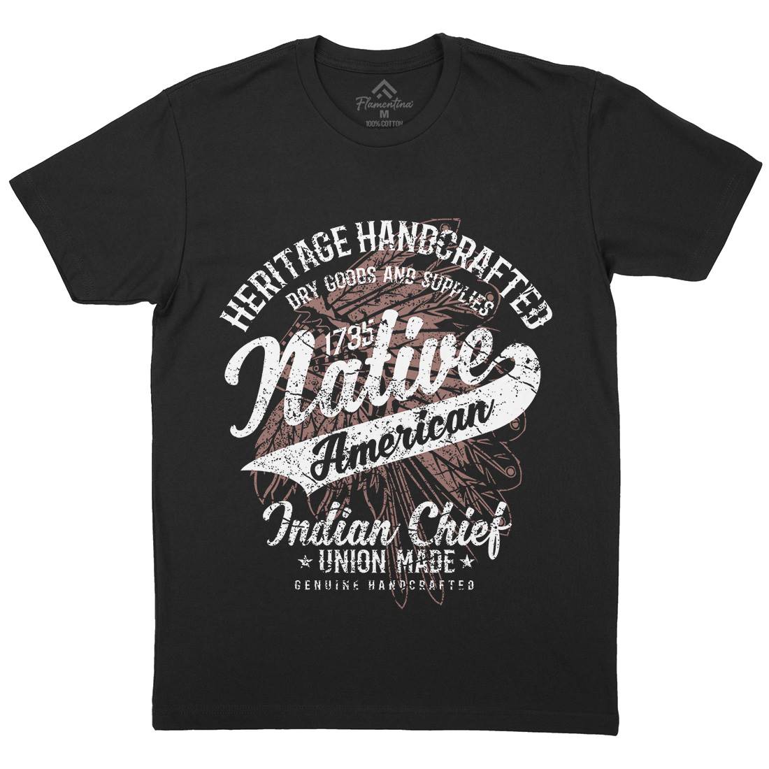 Native American Mens Organic Crew Neck T-Shirt Motorcycles A094