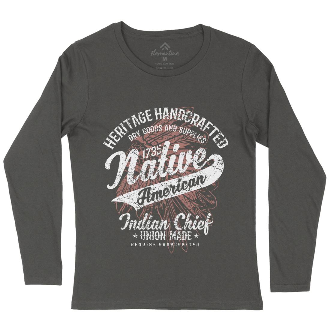 Native American Womens Long Sleeve T-Shirt Motorcycles A094
