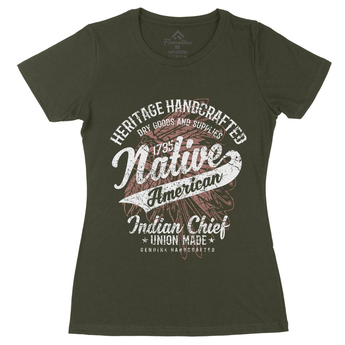 Native American Womens Organic Crew Neck T-Shirt Motorcycles A094