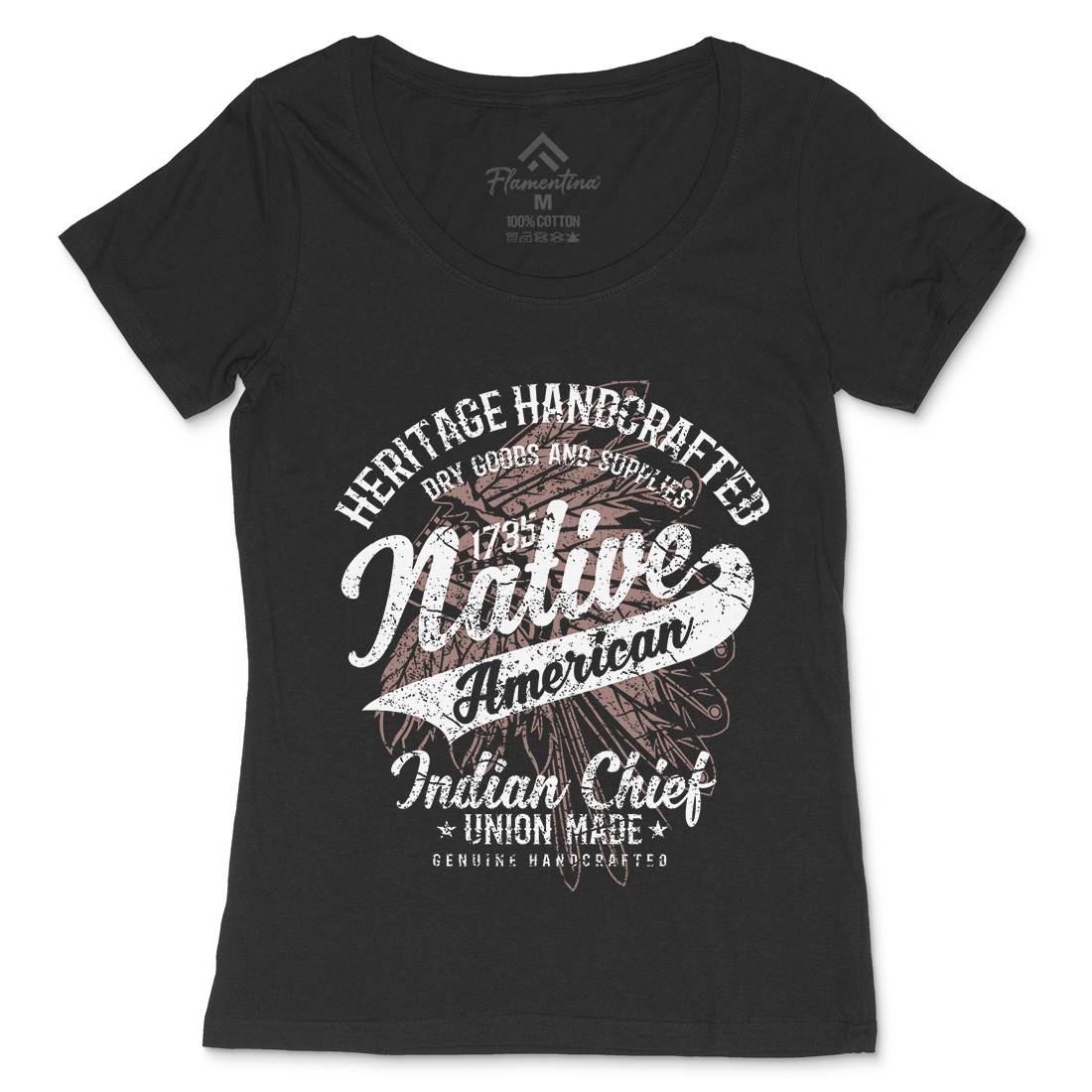 Native American Womens Scoop Neck T-Shirt Motorcycles A094