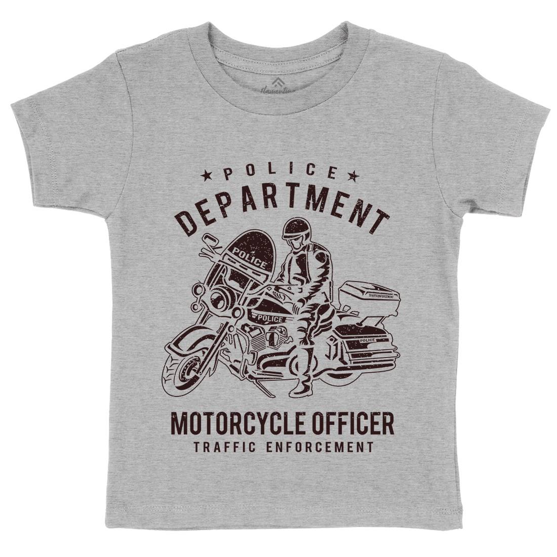 Police Kids Organic Crew Neck T-Shirt Motorcycles A095