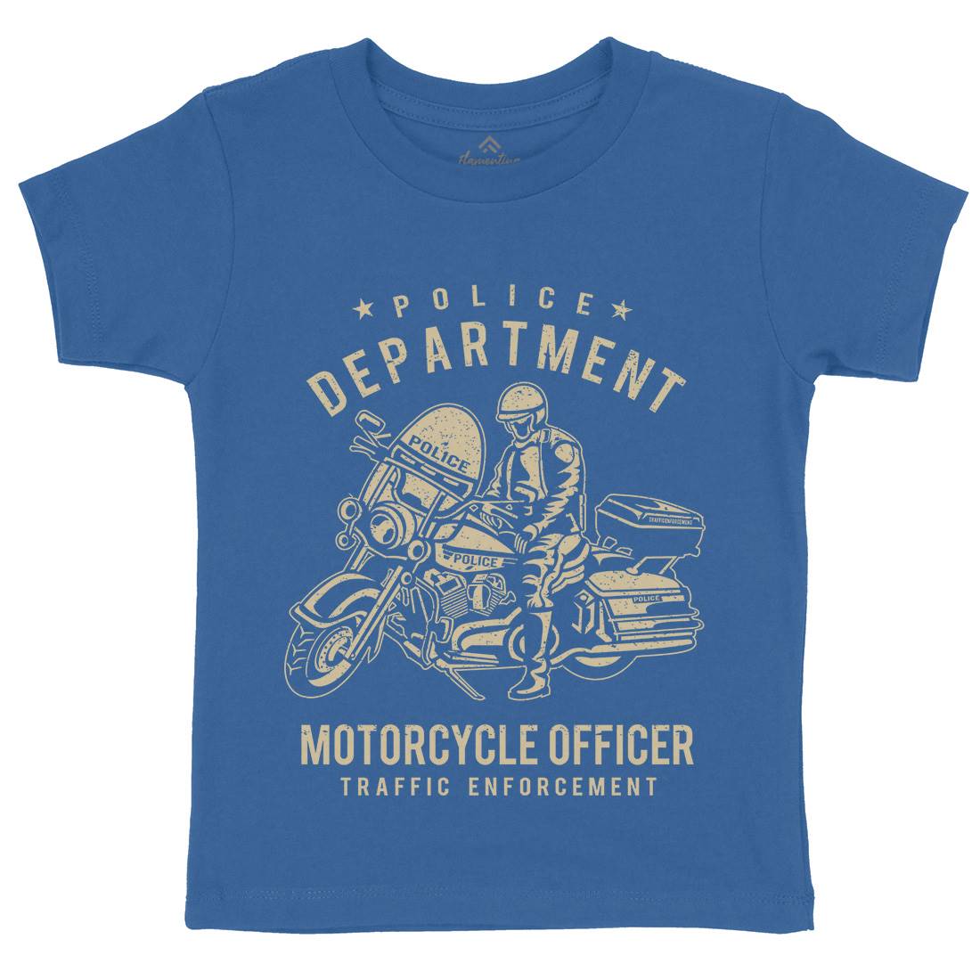 Police Kids Organic Crew Neck T-Shirt Motorcycles A095