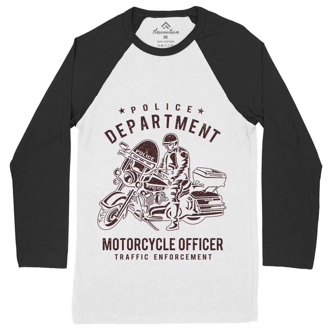 Police Mens Long Sleeve Baseball T-Shirt Motorcycles A095