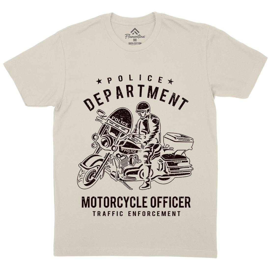 Police Mens Organic Crew Neck T-Shirt Motorcycles A095