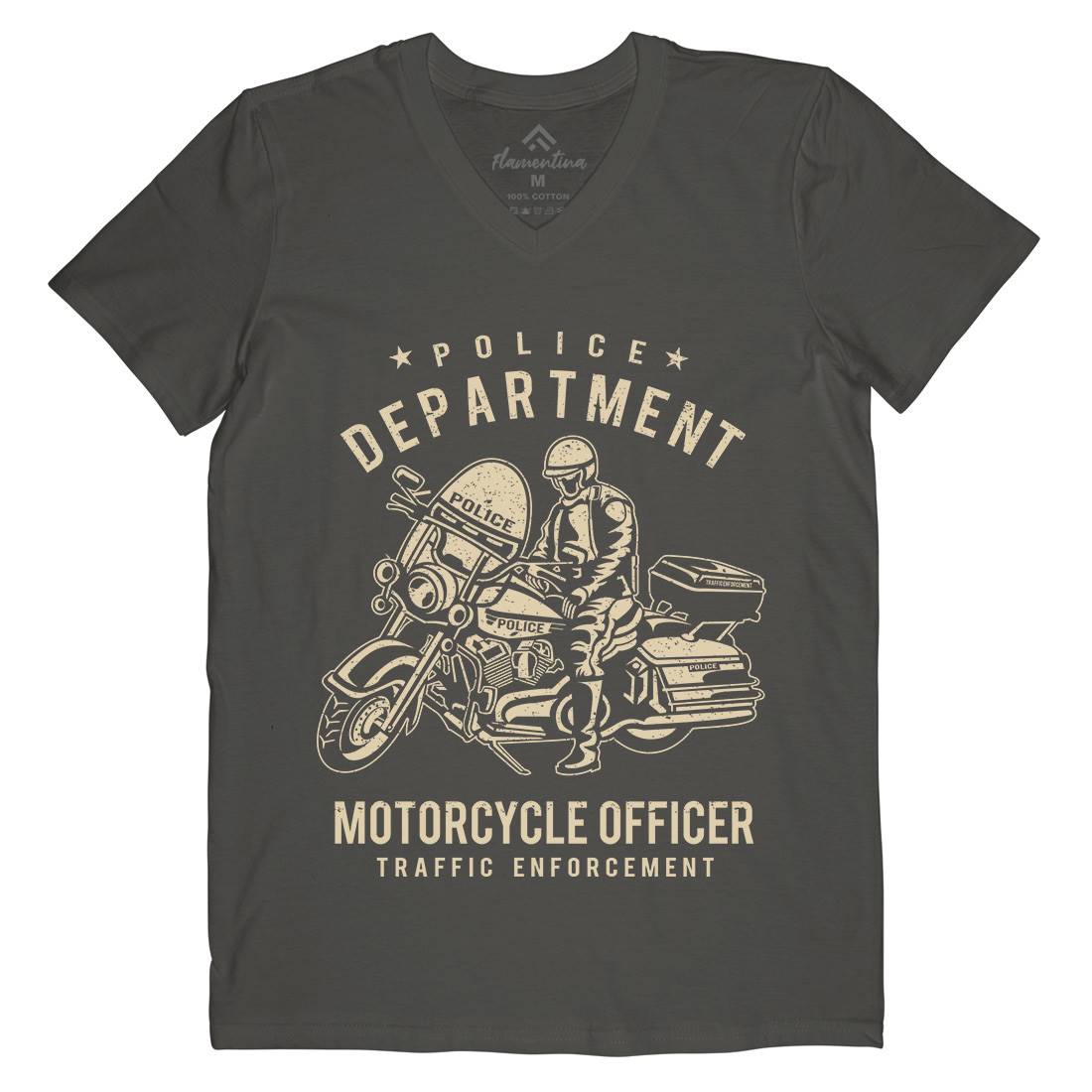 Police Mens V-Neck T-Shirt Motorcycles A095