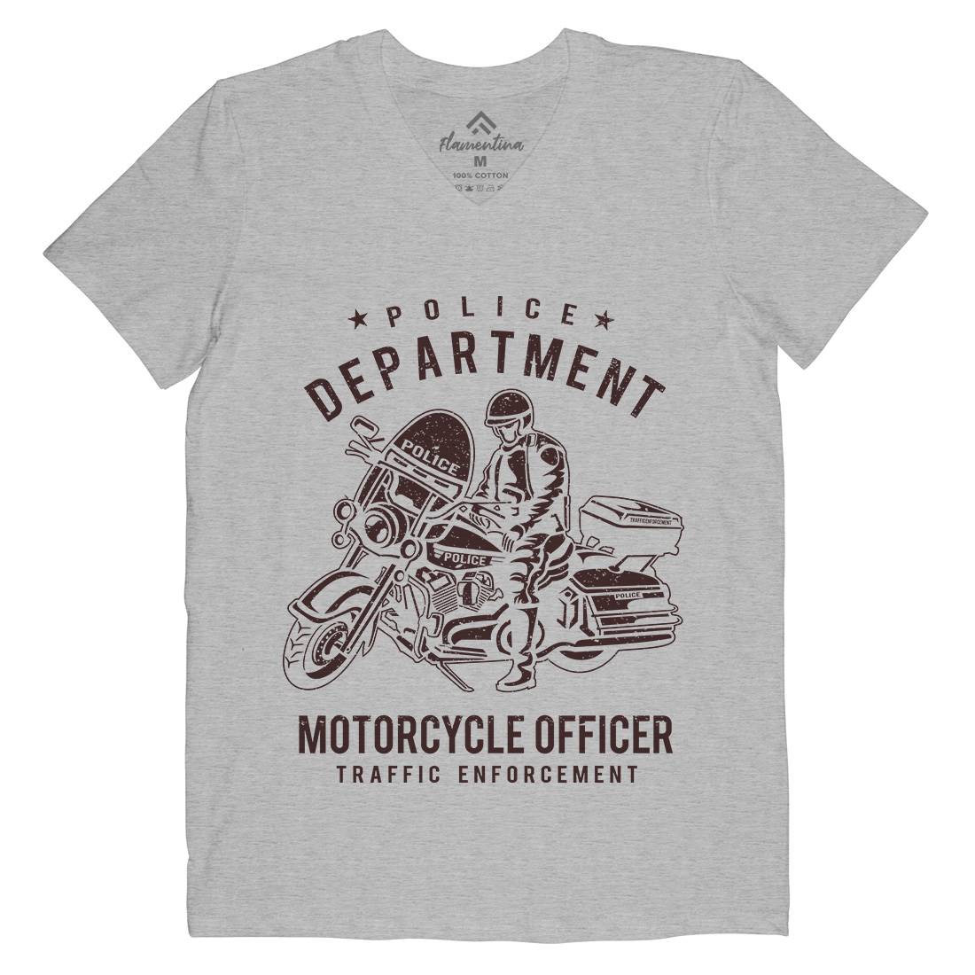 Police Mens V-Neck T-Shirt Motorcycles A095