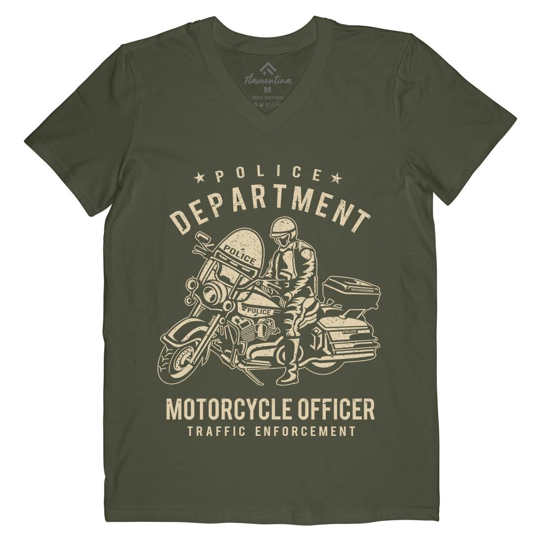 Police Mens Organic V-Neck T-Shirt Motorcycles A095