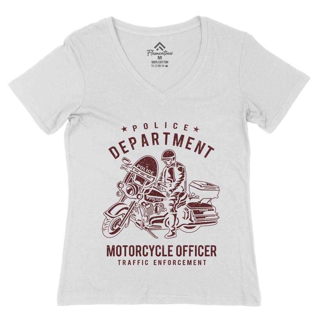 Police Womens Organic V-Neck T-Shirt Motorcycles A095