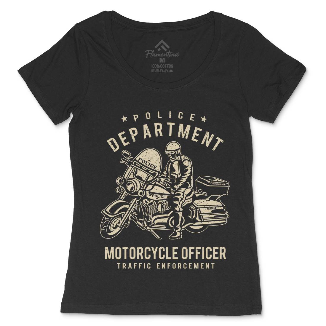 Police Womens Scoop Neck T-Shirt Motorcycles A095