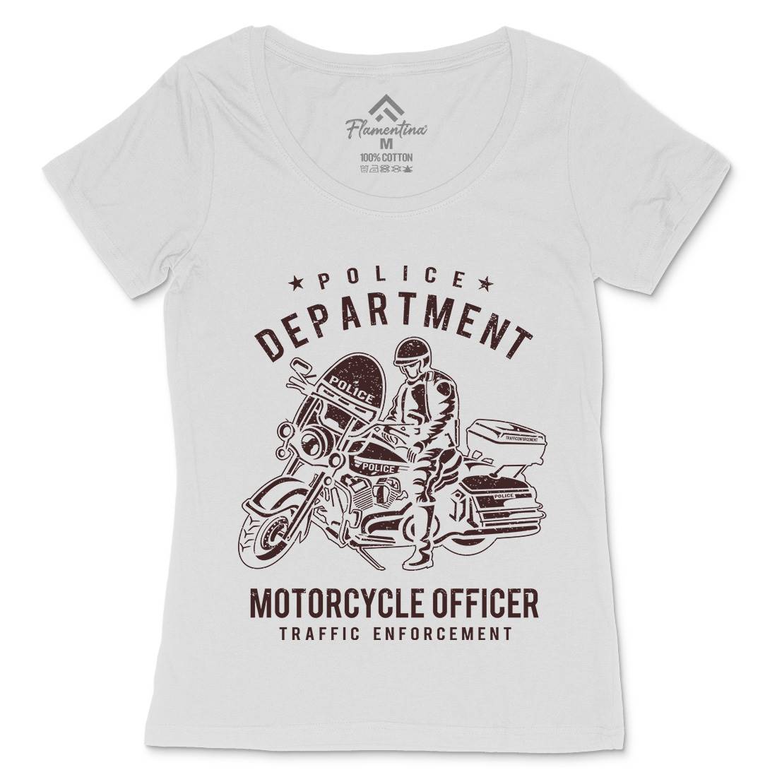 Police Womens Scoop Neck T-Shirt Motorcycles A095