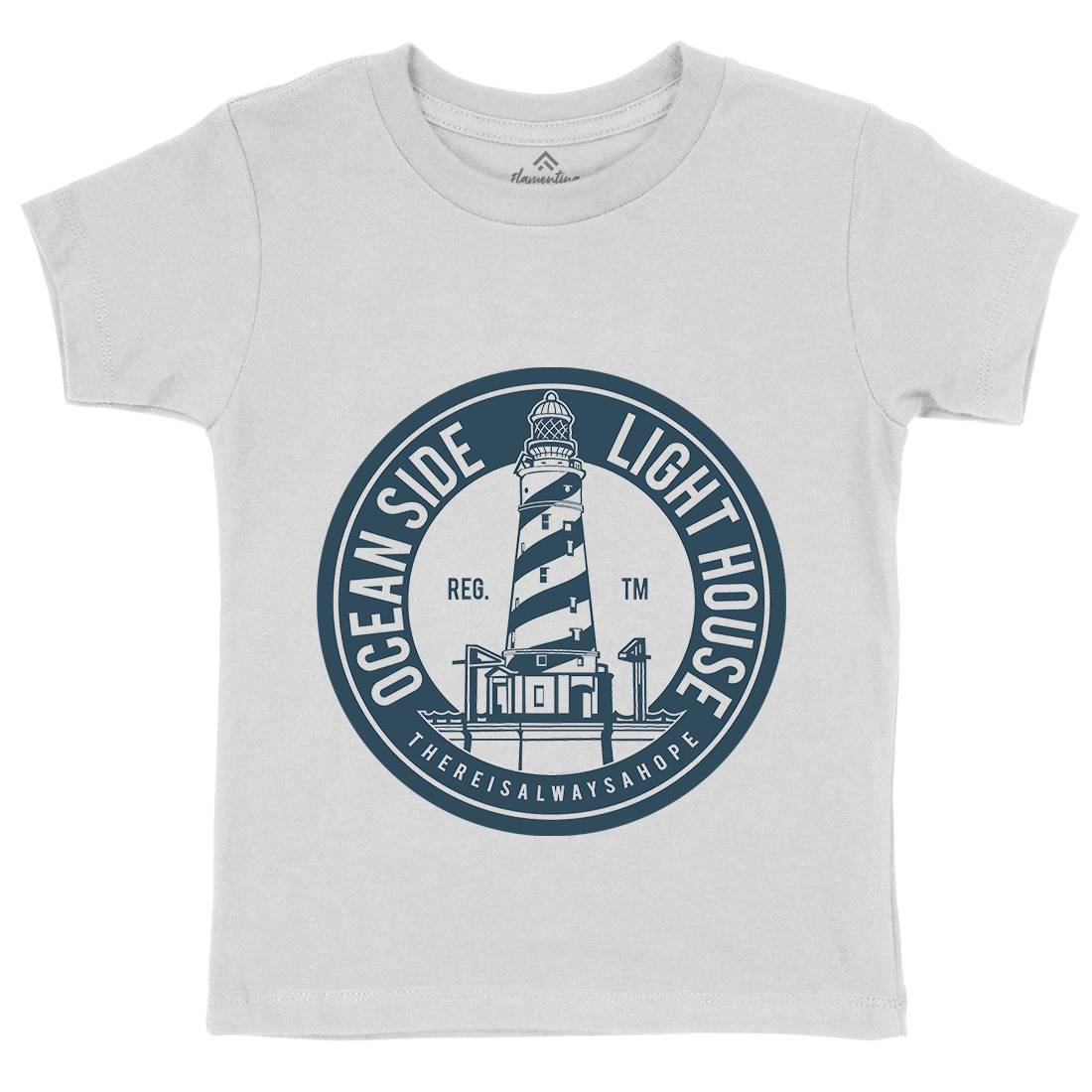Ocean Side Kids Crew Neck T-Shirt Navy A096