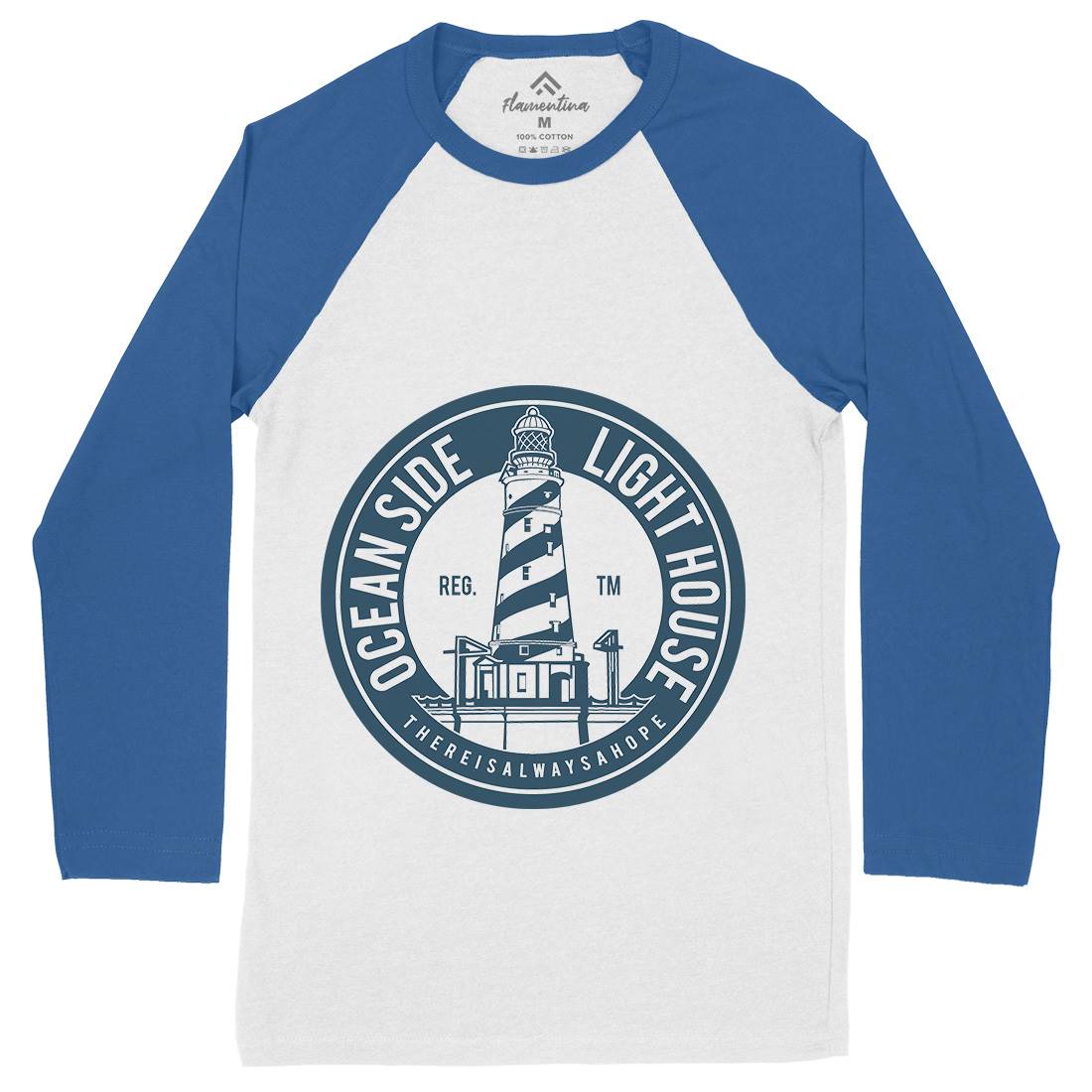 Ocean Side Mens Long Sleeve Baseball T-Shirt Navy A096