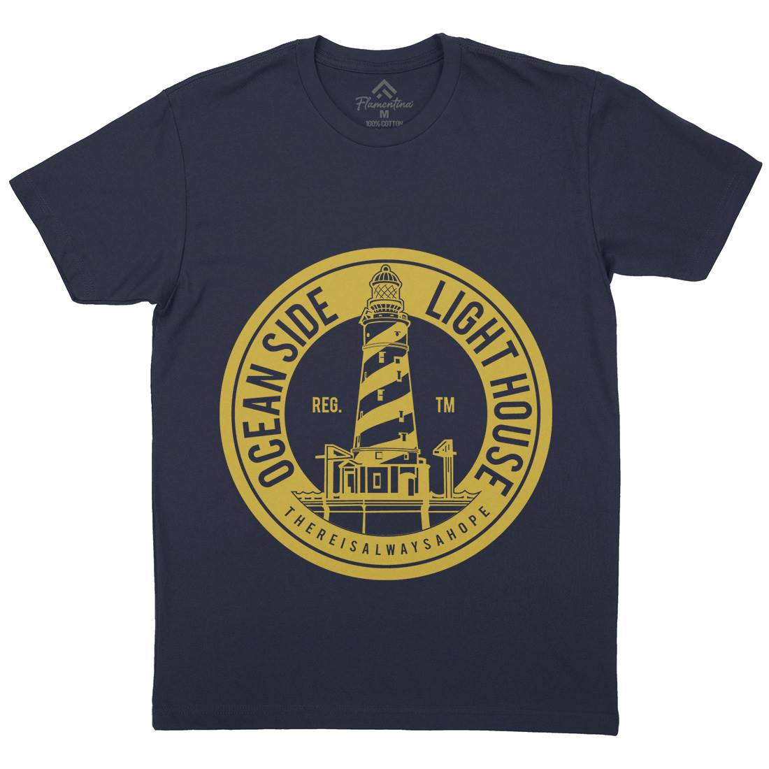 Ocean Side Mens Organic Crew Neck T-Shirt Navy A096