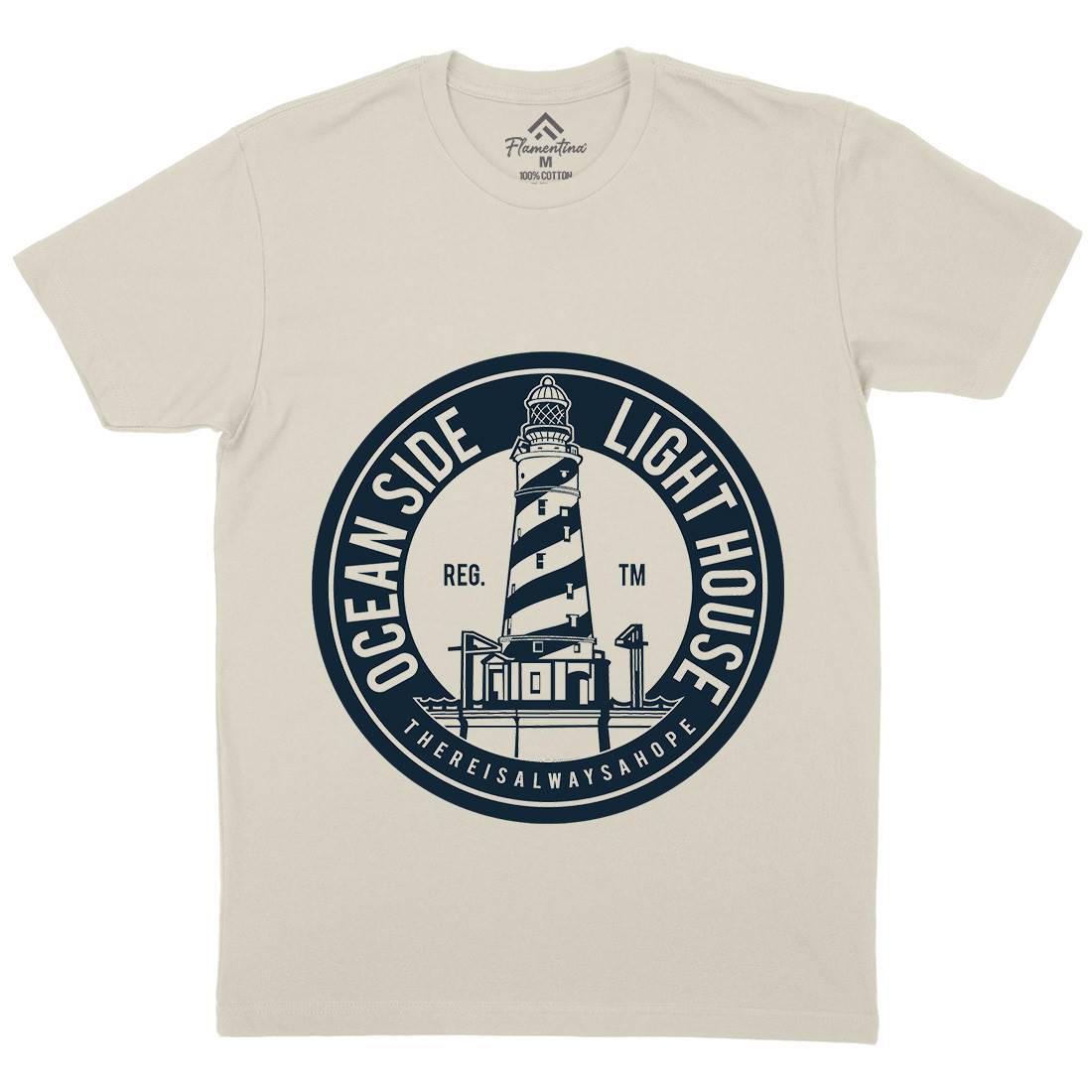 Ocean Side Mens Organic Crew Neck T-Shirt Navy A096