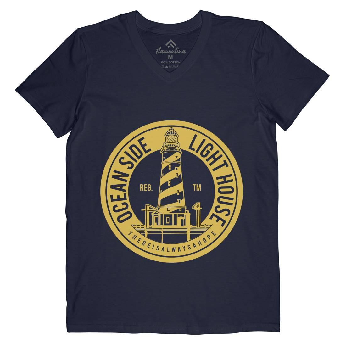 Ocean Side Mens V-Neck T-Shirt Navy A096