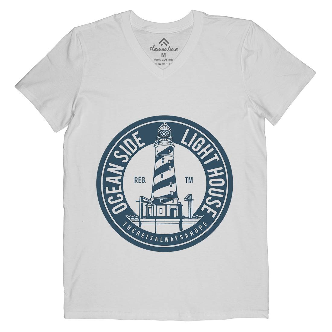 Ocean Side Mens V-Neck T-Shirt Navy A096