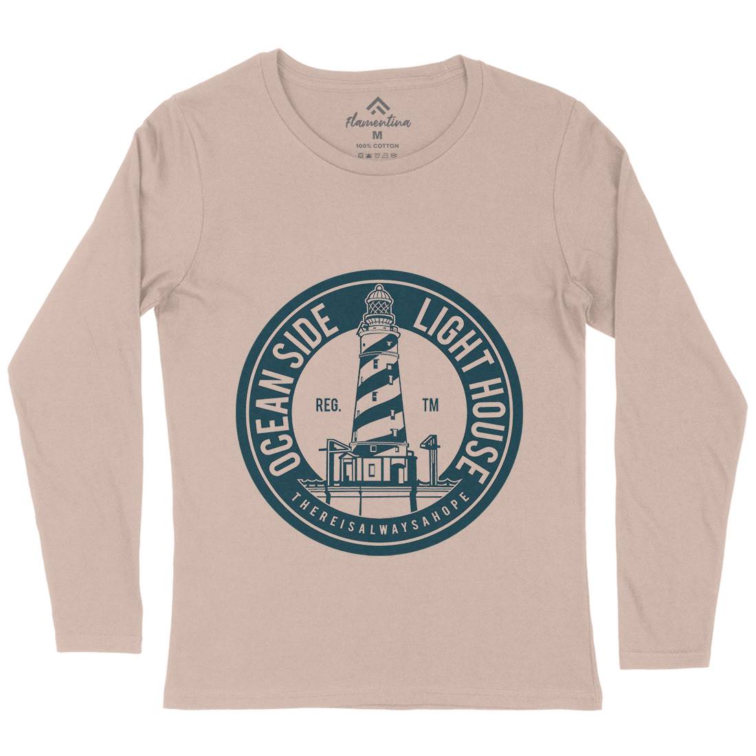 Ocean Side Womens Long Sleeve T-Shirt Navy A096