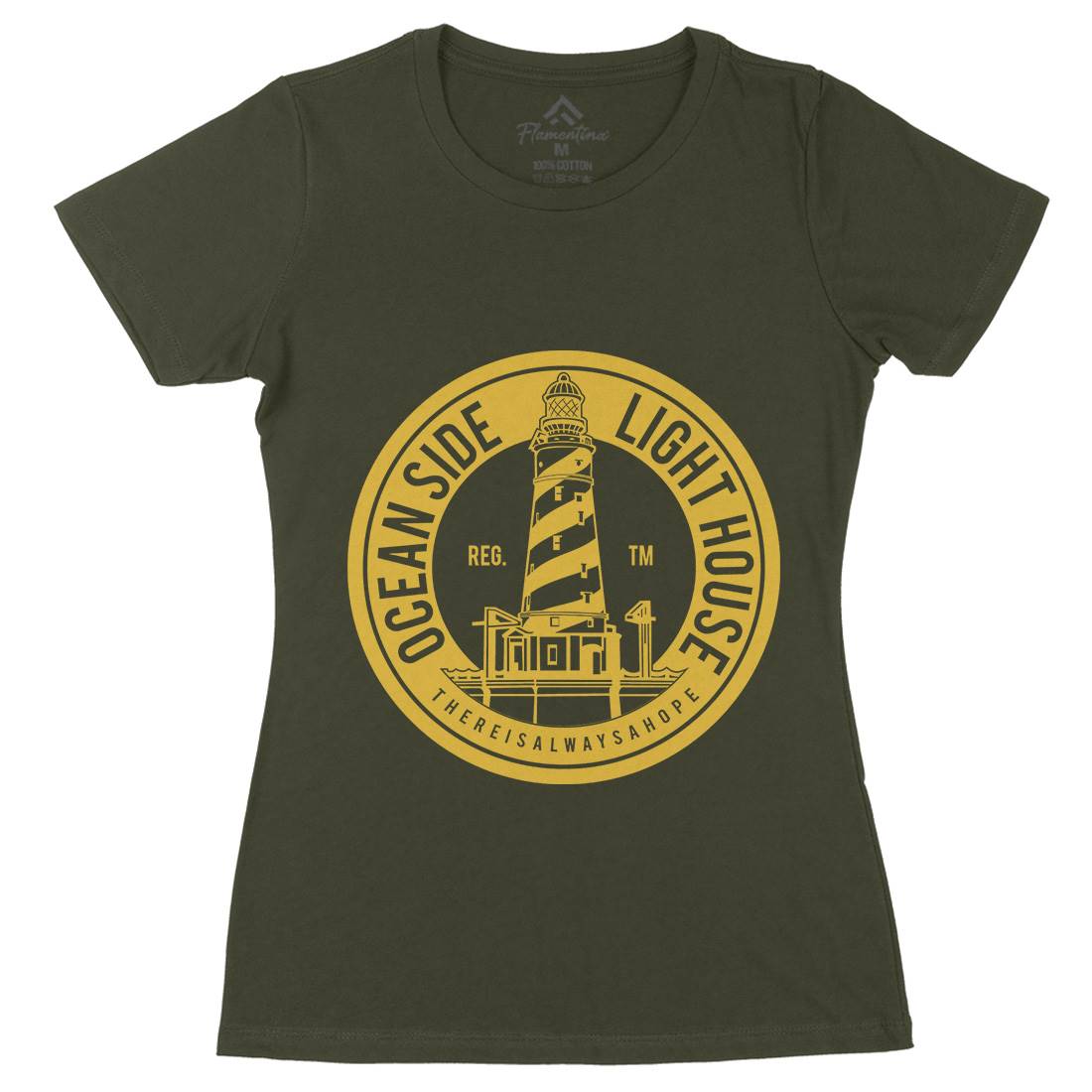 Ocean Side Womens Organic Crew Neck T-Shirt Navy A096