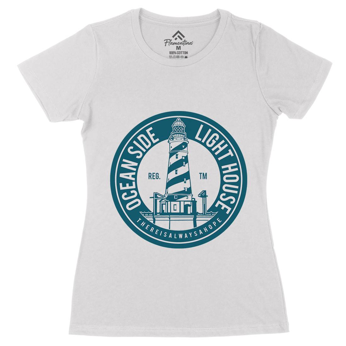 Ocean Side Womens Organic Crew Neck T-Shirt Navy A096