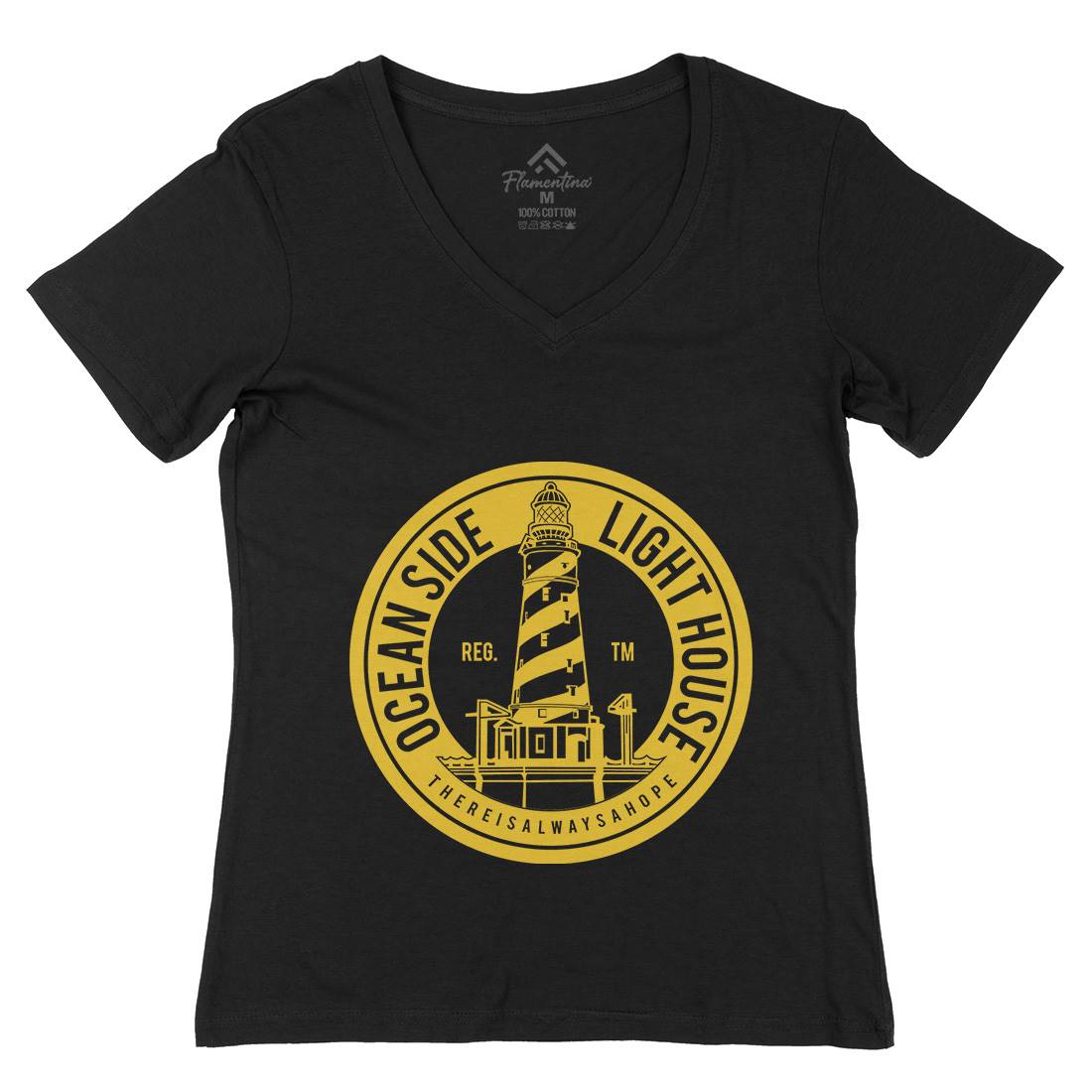 Ocean Side Womens Organic V-Neck T-Shirt Navy A096