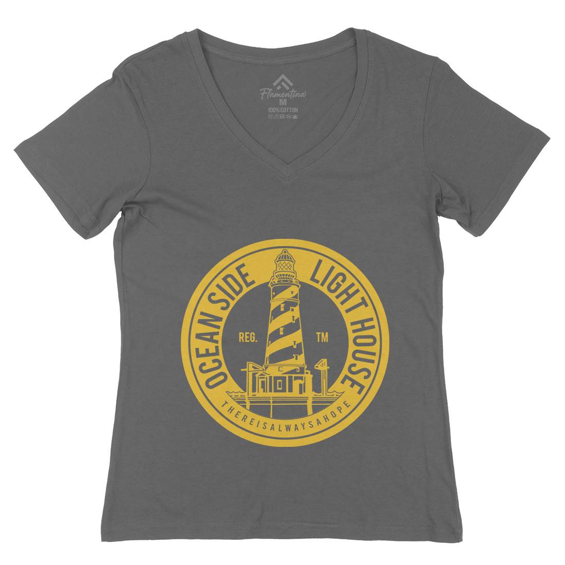 Ocean Side Womens Organic V-Neck T-Shirt Navy A096