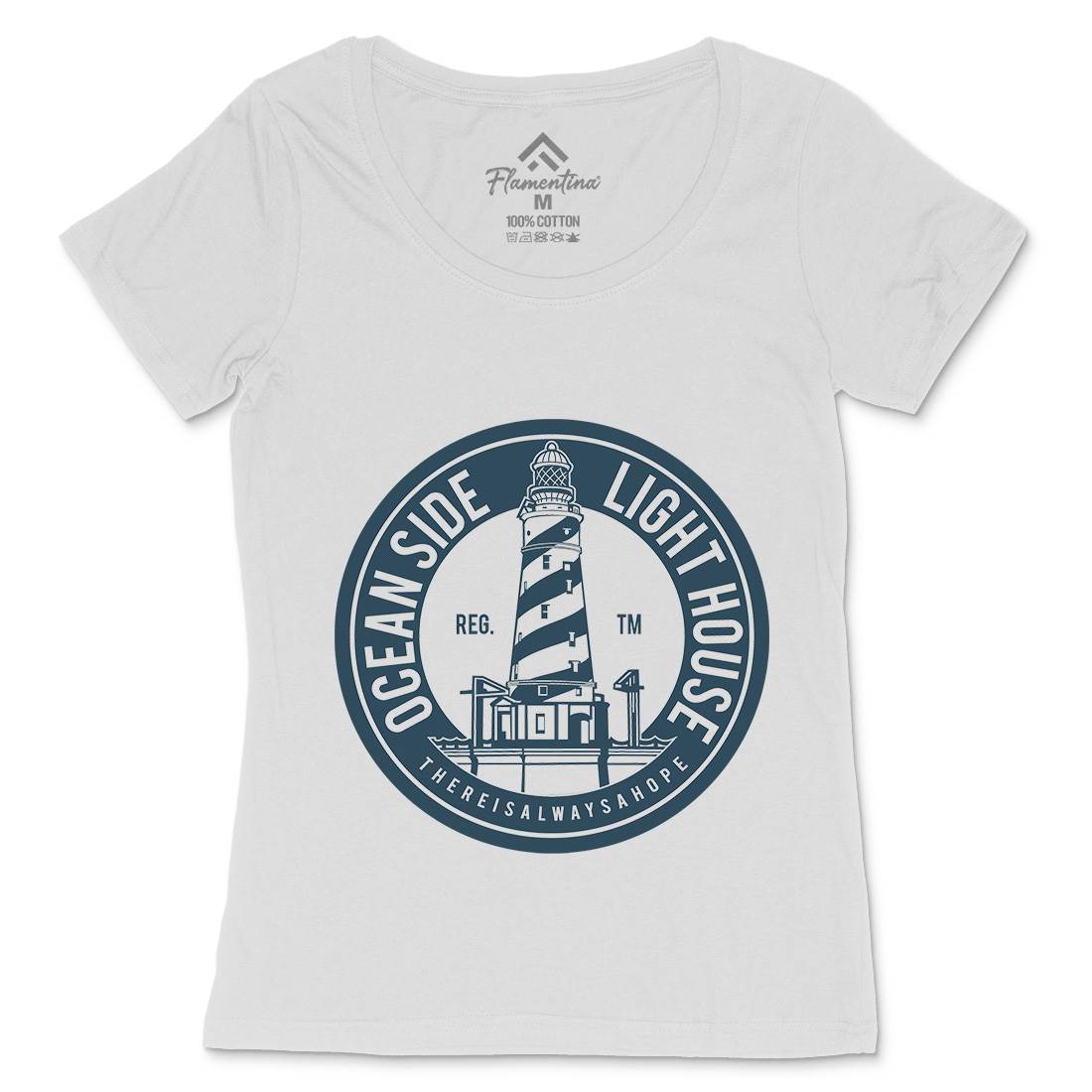 Ocean Side Womens Scoop Neck T-Shirt Navy A096