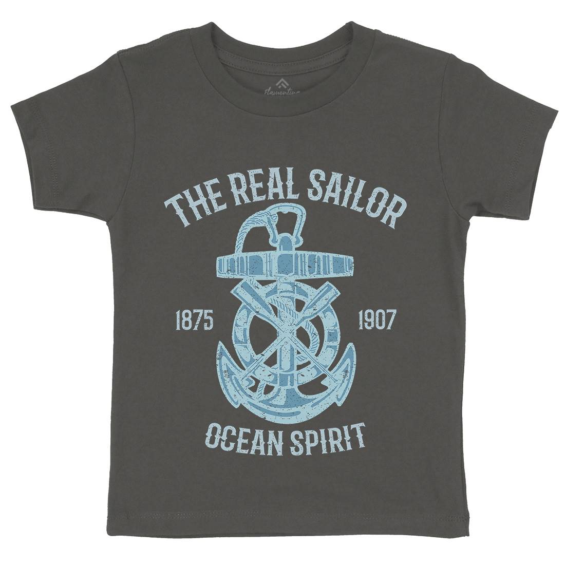 Ocean Spirit Kids Crew Neck T-Shirt Navy A097