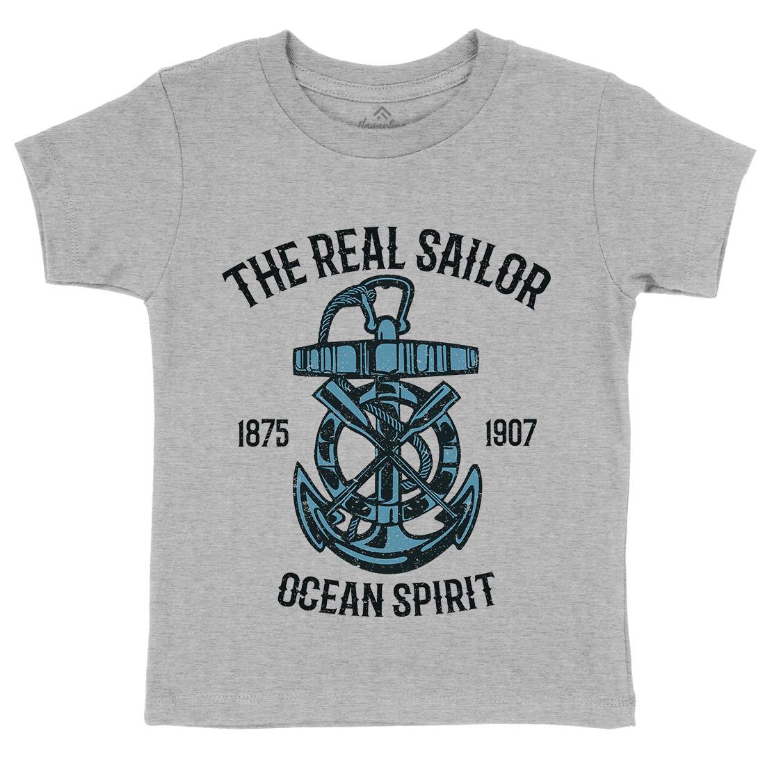 Ocean Spirit Kids Organic Crew Neck T-Shirt Navy A097