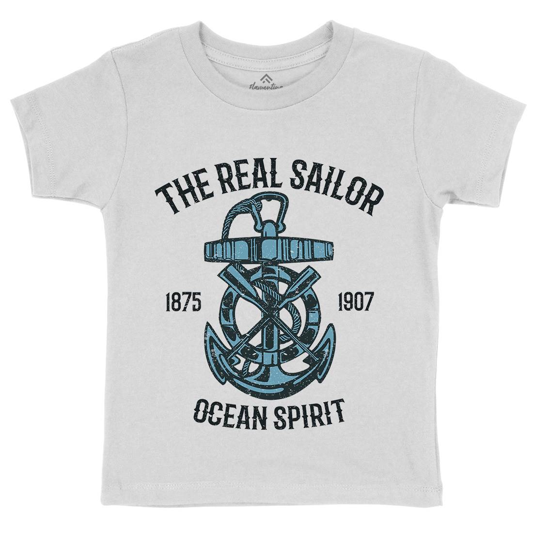 Ocean Spirit Kids Organic Crew Neck T-Shirt Navy A097