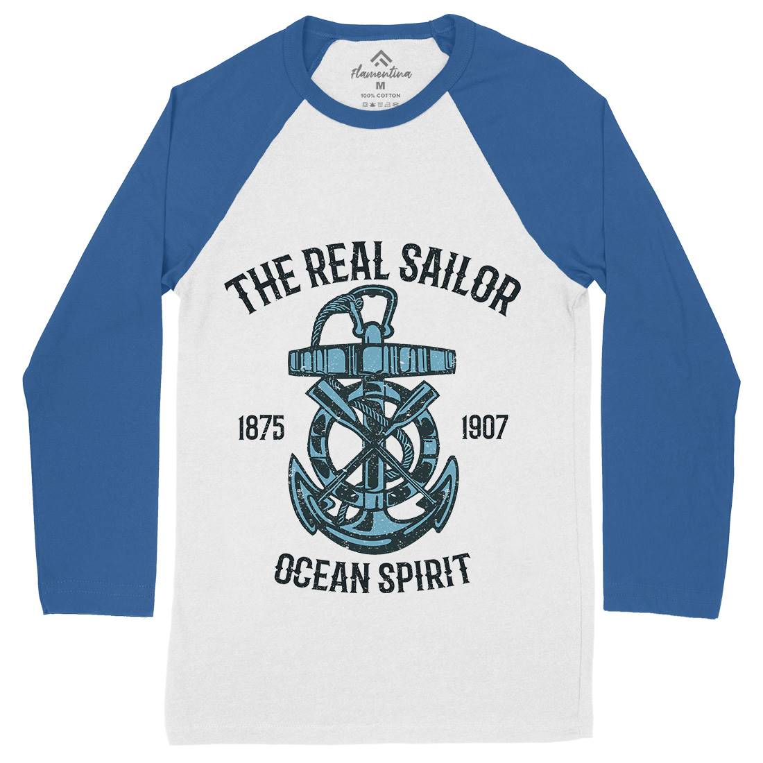 Ocean Spirit Mens Long Sleeve Baseball T-Shirt Navy A097