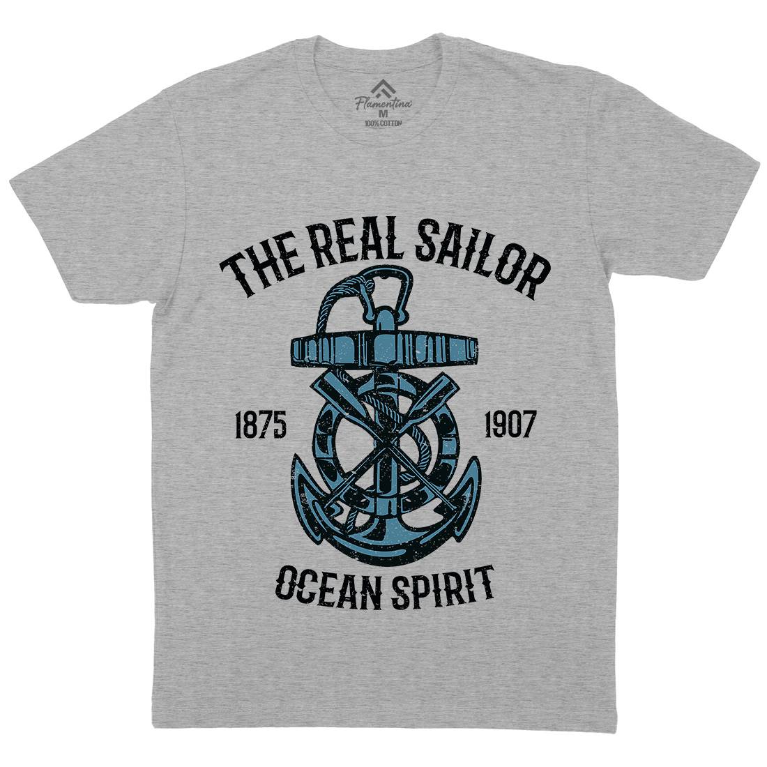 Ocean Spirit Mens Crew Neck T-Shirt Navy A097