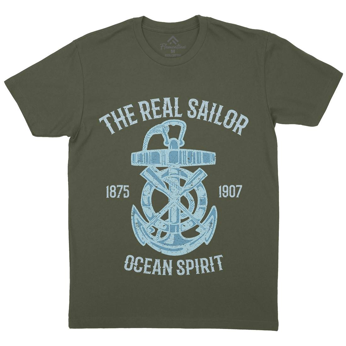 Ocean Spirit Mens Crew Neck T-Shirt Navy A097