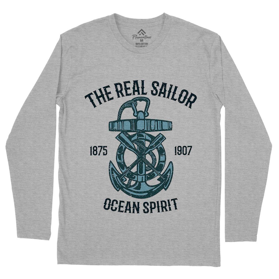 Ocean Spirit Mens Long Sleeve T-Shirt Navy A097