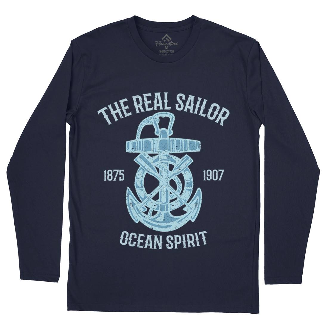 Ocean Spirit Mens Long Sleeve T-Shirt Navy A097