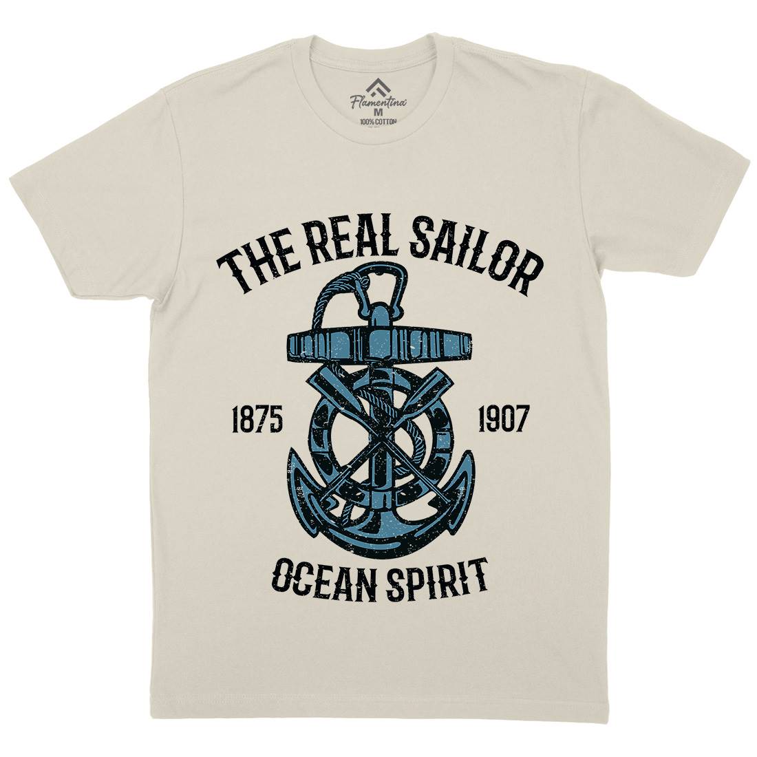 Ocean Spirit Mens Organic Crew Neck T-Shirt Navy A097