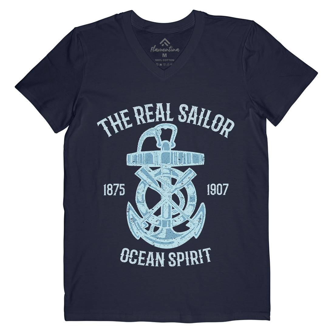 Ocean Spirit Mens V-Neck T-Shirt Navy A097