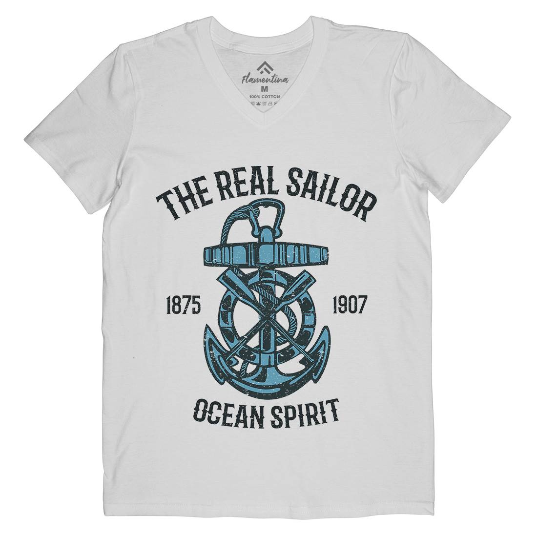 Ocean Spirit Mens Organic V-Neck T-Shirt Navy A097