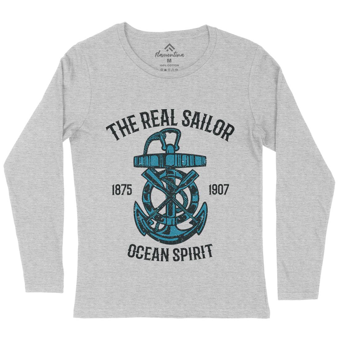 Ocean Spirit Womens Long Sleeve T-Shirt Navy A097