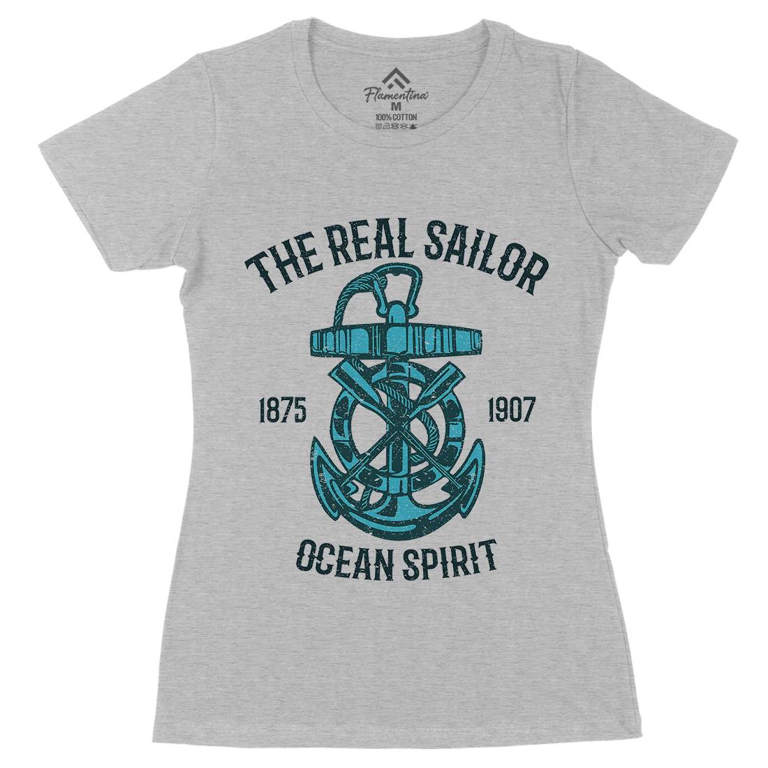 Ocean Spirit Womens Organic Crew Neck T-Shirt Navy A097
