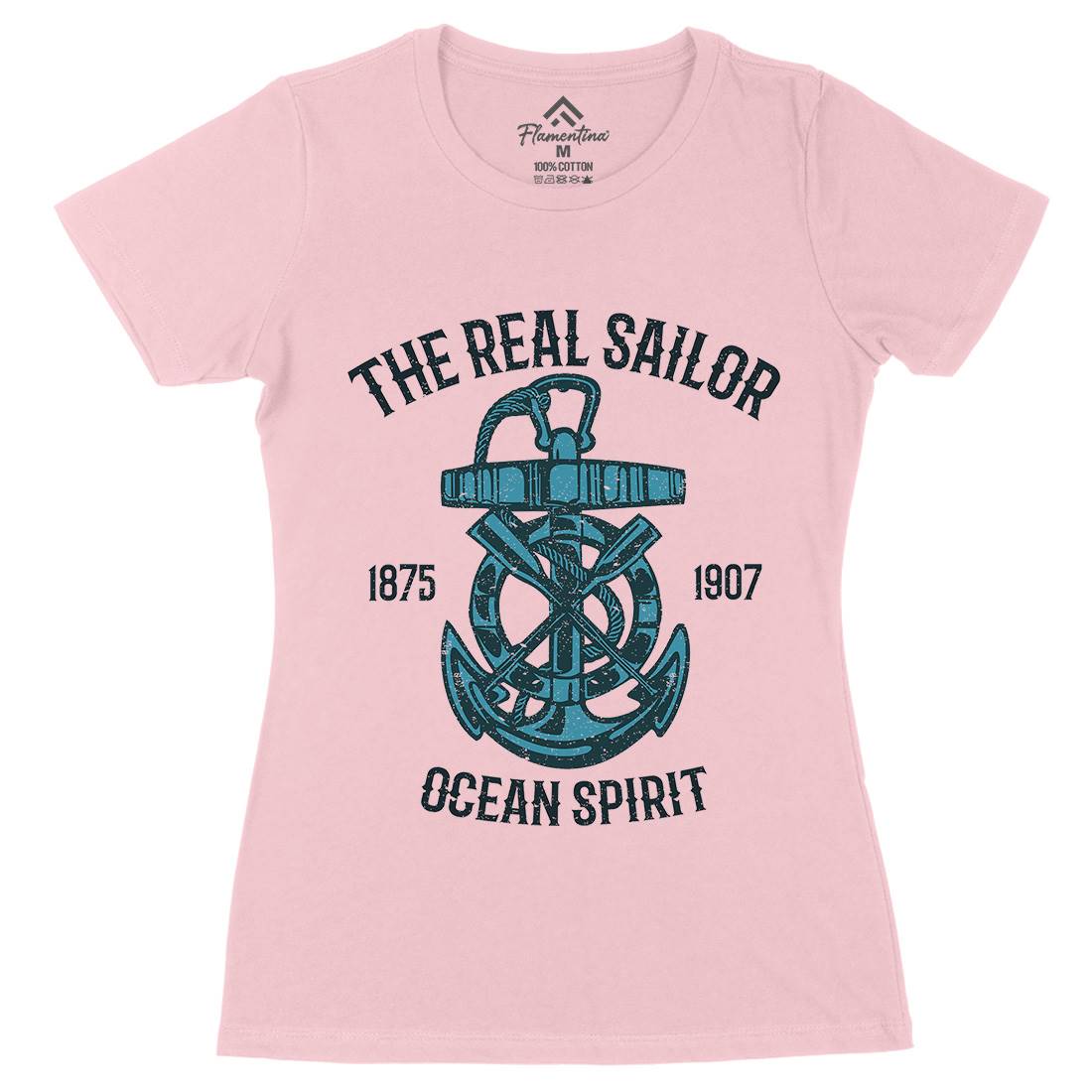 Ocean Spirit Womens Organic Crew Neck T-Shirt Navy A097