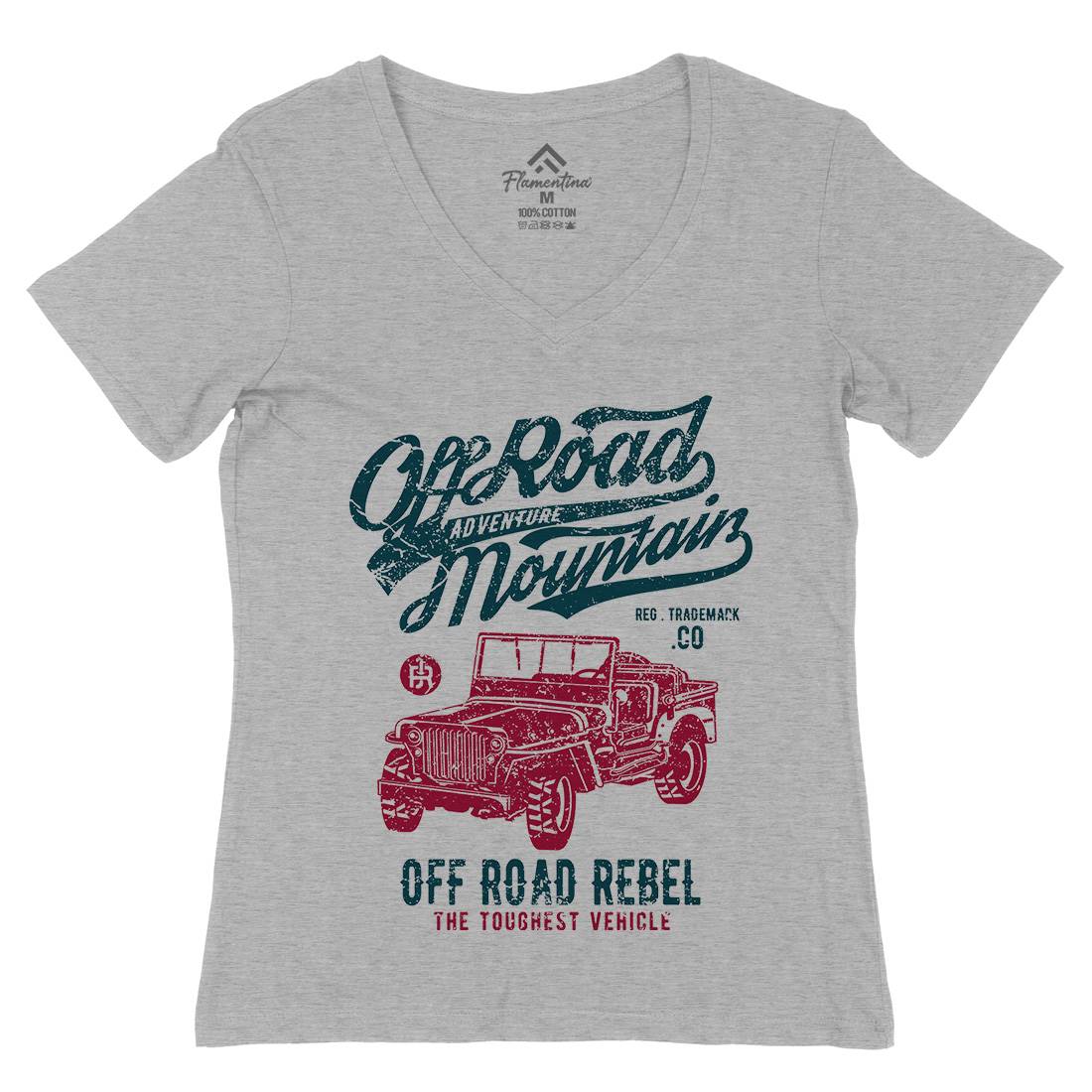 Off Road  Womens Organic V-Neck T-Shirt Vehicles A098