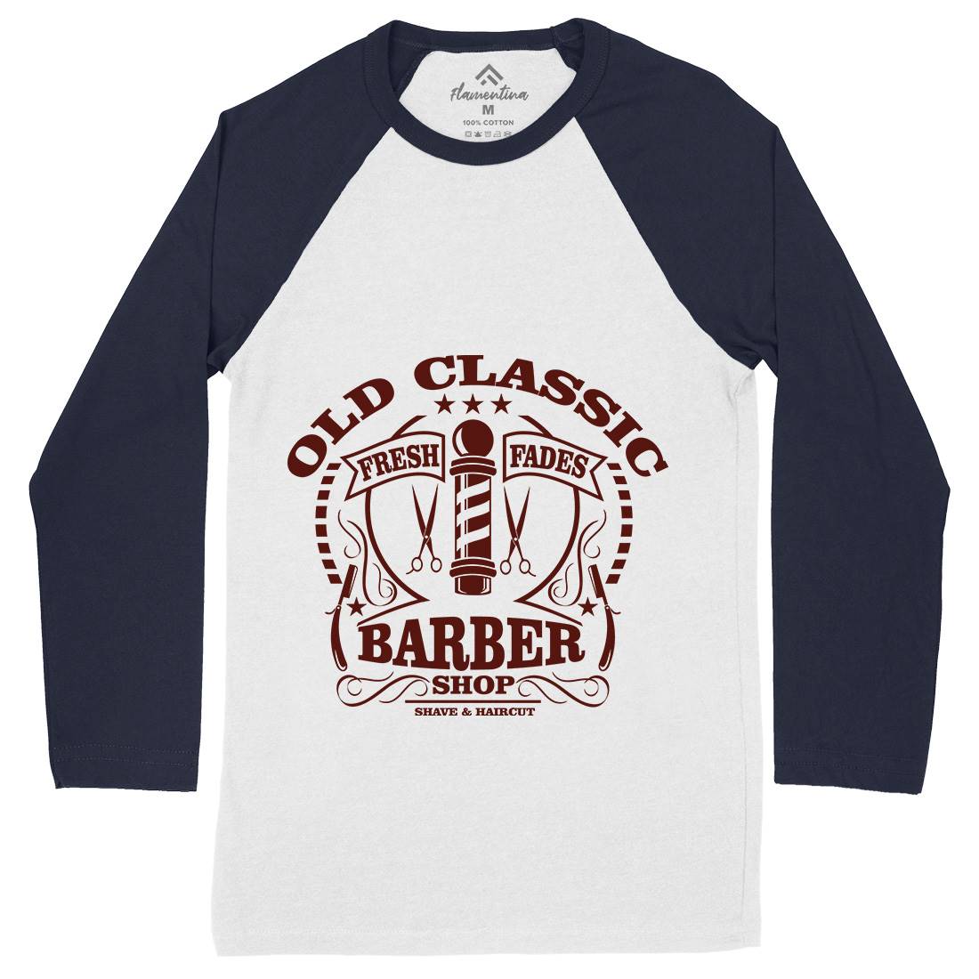 Old Classic Mens Long Sleeve Baseball T-Shirt Barber A099