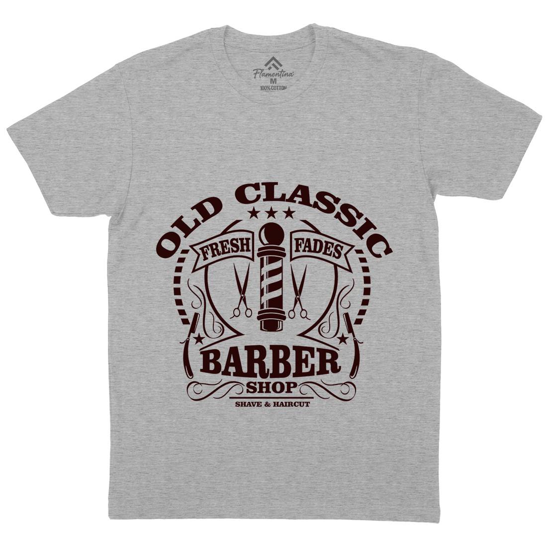 Old Classic Mens Organic Crew Neck T-Shirt Barber A099