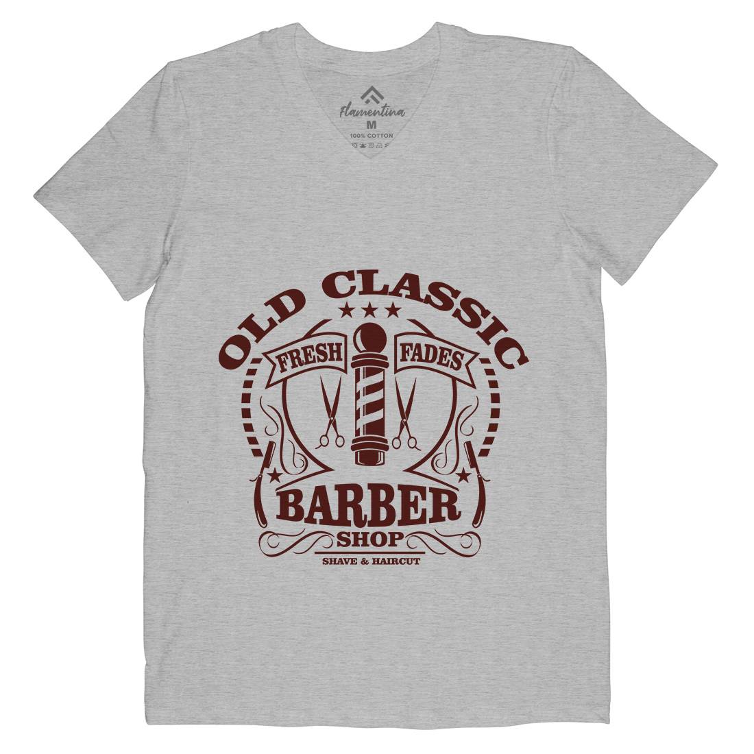 Old Classic Mens V-Neck T-Shirt Barber A099