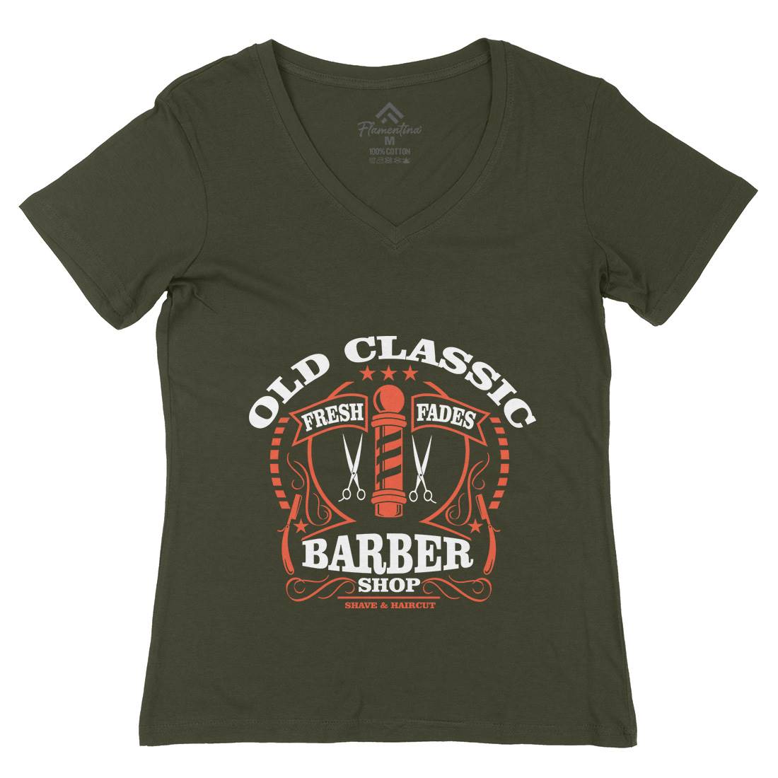 Old Classic Womens Organic V-Neck T-Shirt Barber A099
