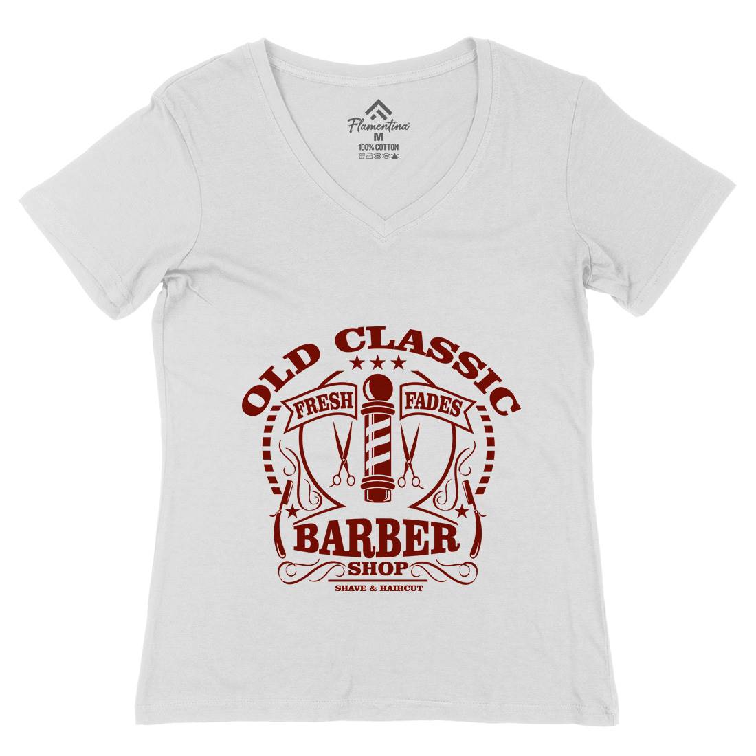 Old Classic Womens Organic V-Neck T-Shirt Barber A099