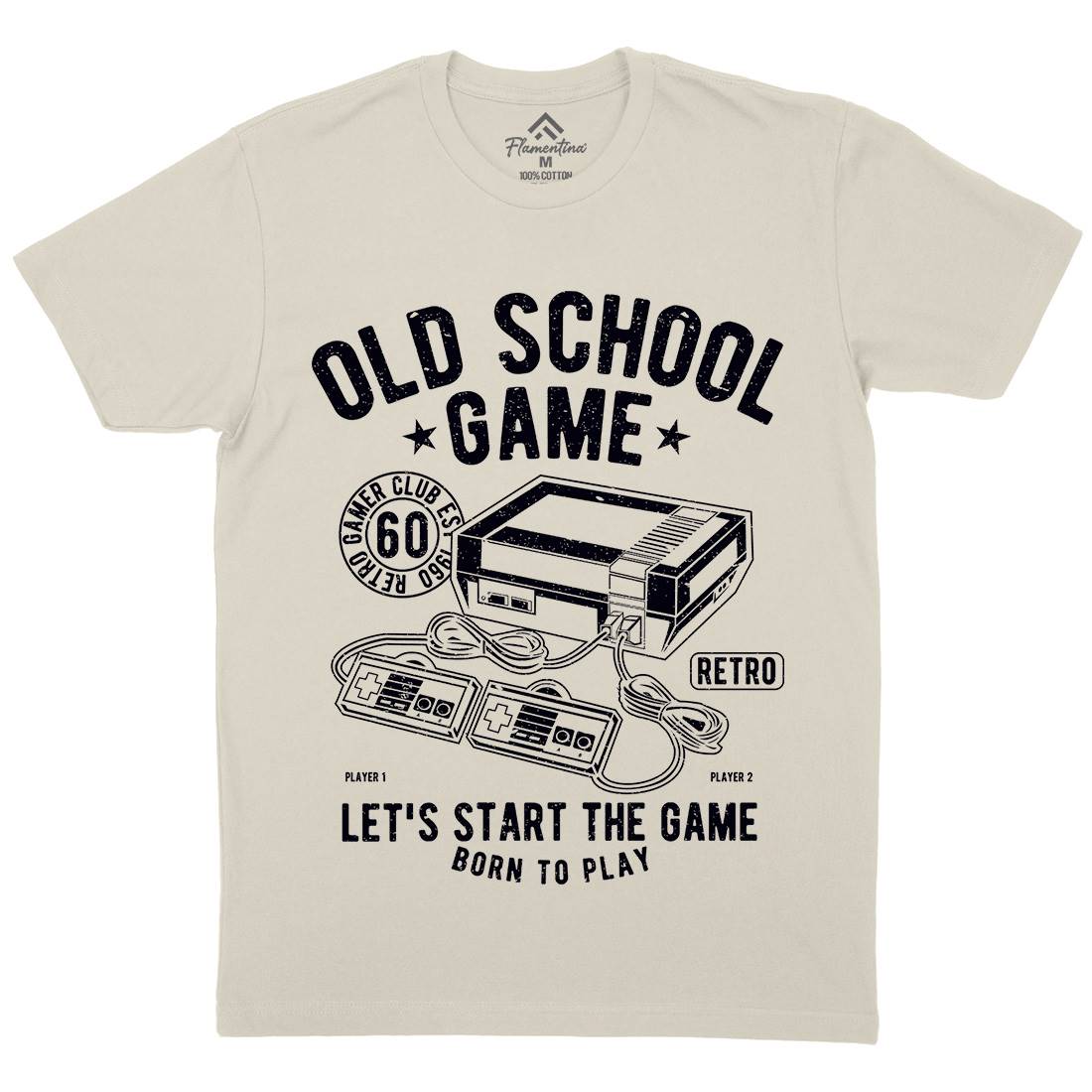 Old School Game Mens Organic Crew Neck T-Shirt Geek A100