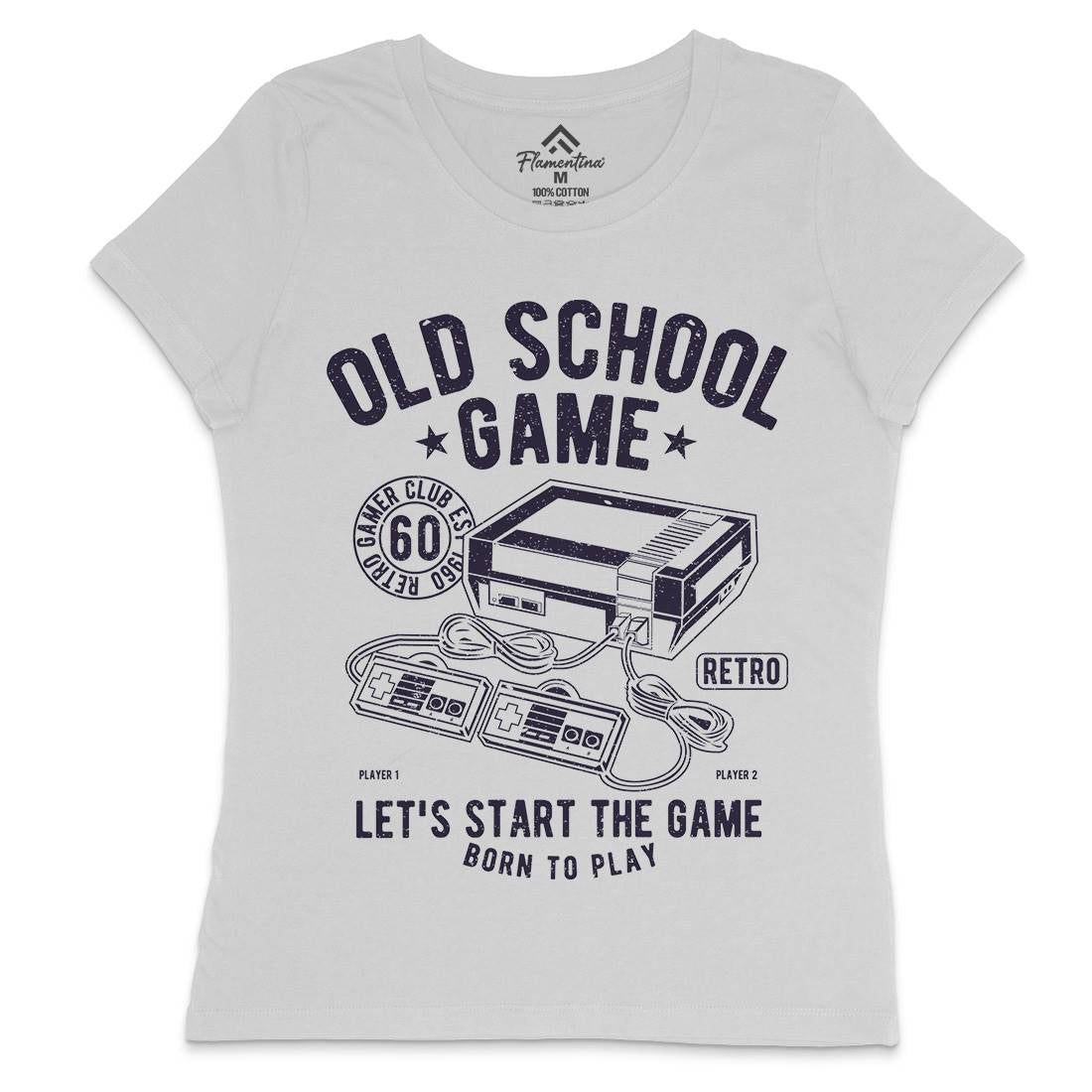 Old School Game Womens Crew Neck T-Shirt Geek A100