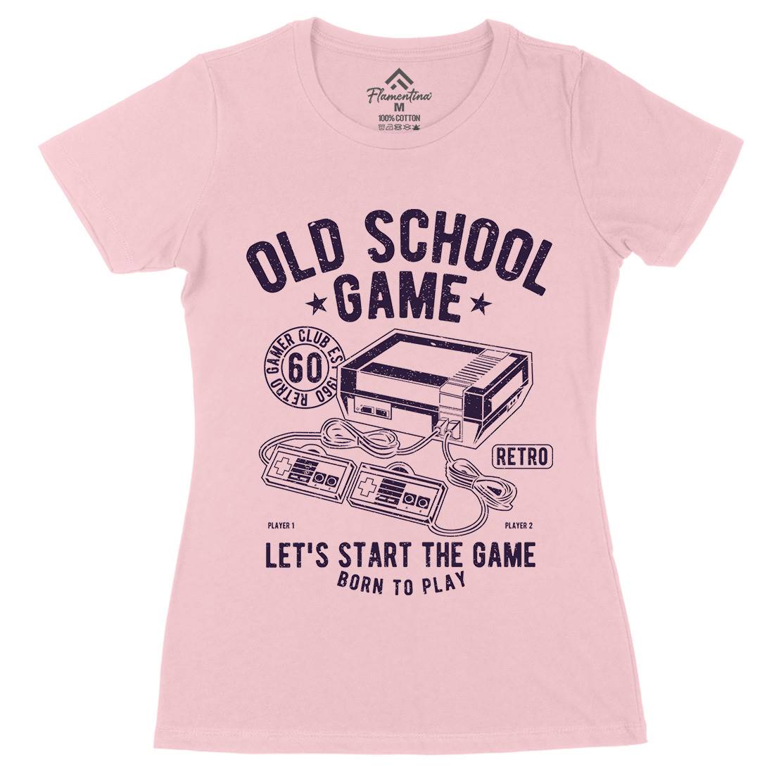 Old School Game Womens Organic Crew Neck T-Shirt Geek A100