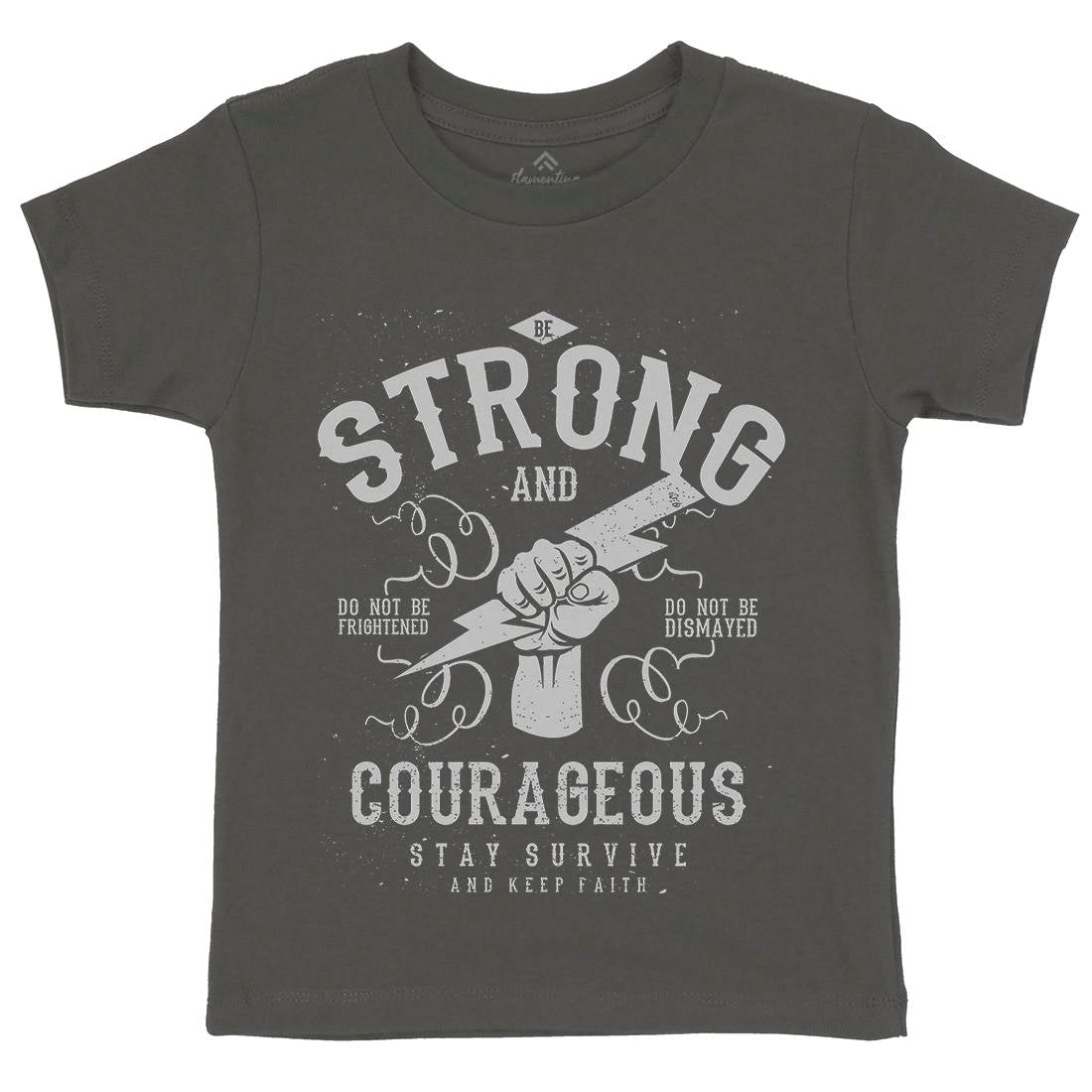 Be Strong And Courageous Kids Organic Crew Neck T-Shirt Quotes A101